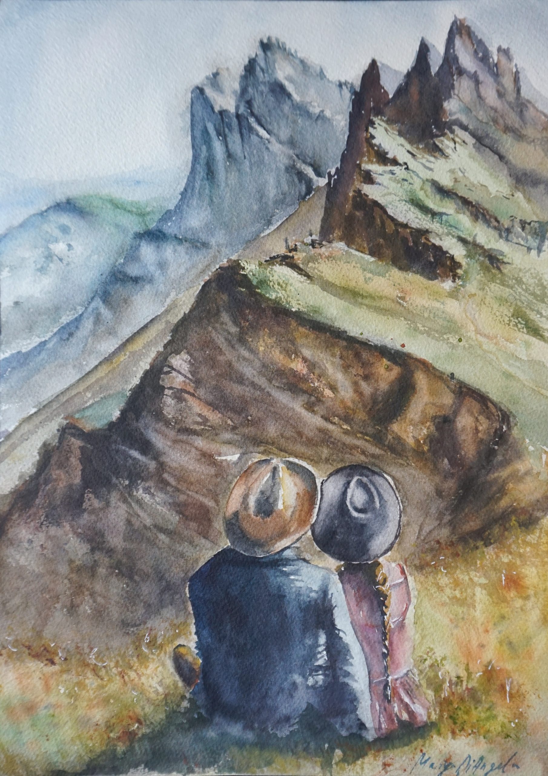 Aquarell-Berg-Liebe-Unikat